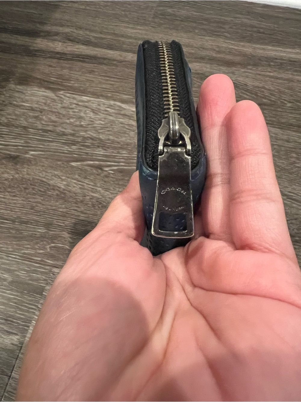 Coach F75222 Zip-Around Perforated Leather Wallet in Blue - Picture 4 of 16